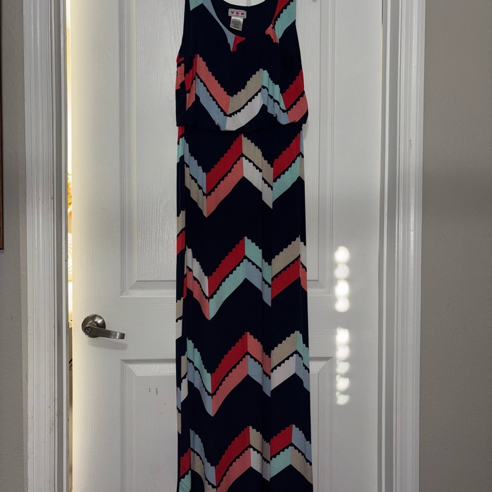 Trixxi Blue and Red Sleeveless Sheath Maxi Dress